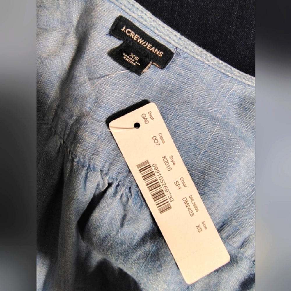 NWT J. Crew Denim Blue Chambray Wrap Blouse Indigo Star Print Women's XS NEW! - Picture 6 of 10